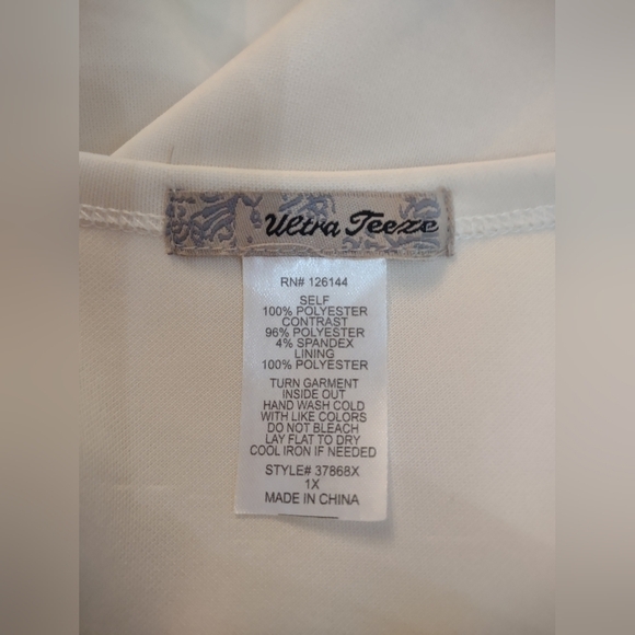 Ultra Teeze white lace double layer shirt sleeve Woman's plus size 1x blouse top - Picture 4 of 5